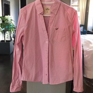 Pink & white hollister button up